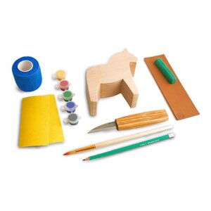 Cheval en bois à sculpter et à peindre – kit pour enfants